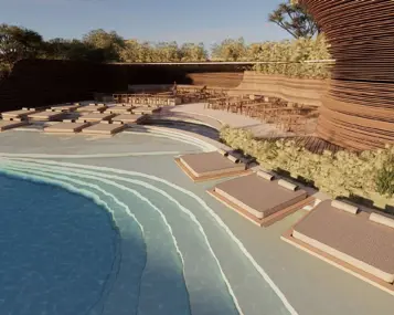 RESTAURANT AND POOL VIEW